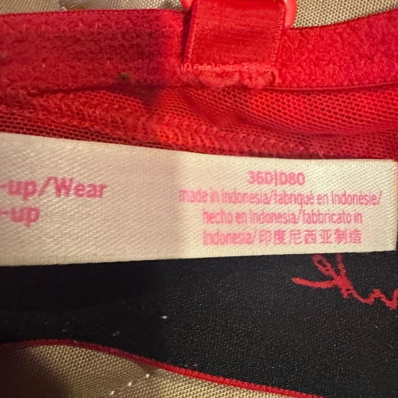 Victoria’s Secret PINK Push-Up Bra 36D Red Underwire Adjustable Wear Everywhere - Picture 11 of 12